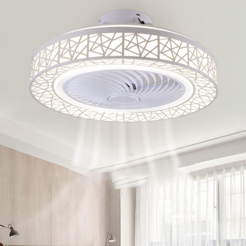 Lampada a ventola del nido rotondo in stile moderno camera da letto in metallo LED Luce a soffitto