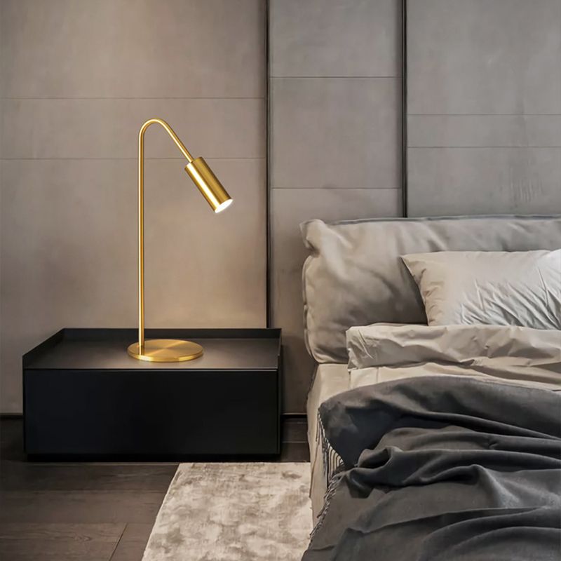 Brass Arc Table Lamp Modern Style 1 Light Table Light in Gold for Bedroom