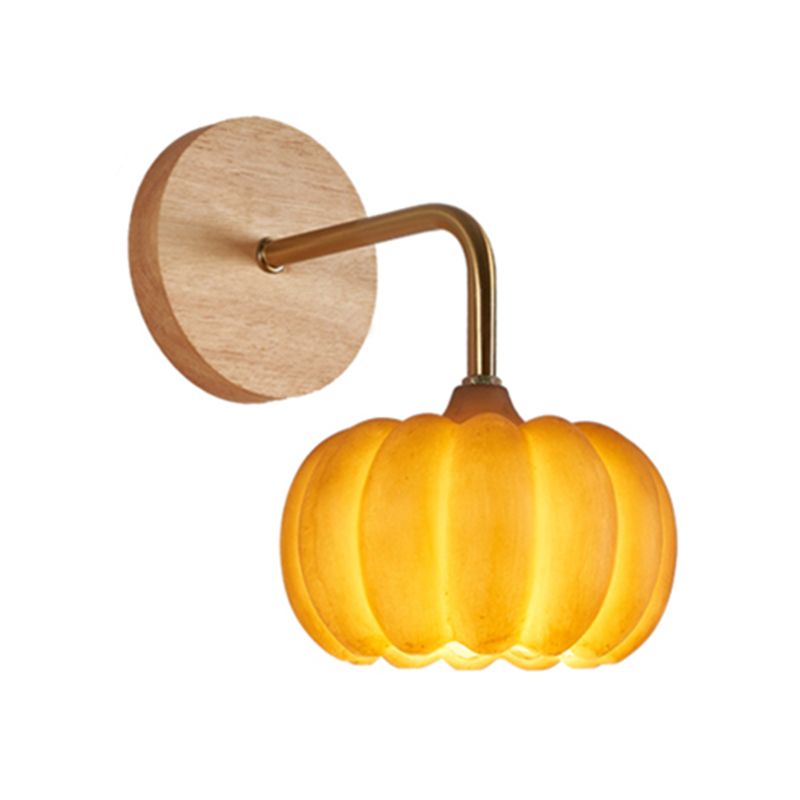 Modern Simple Wooden Wall Light Pumpkin Shape Wall Lamp for Living Room