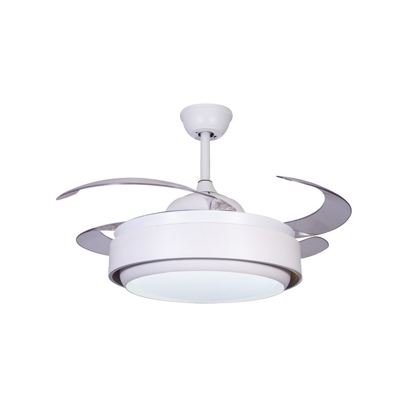 42 "brede acryl Wit semi -spoeling Mount Circle LED Hedendaagse 4 Blades ventilatorverlichting voor slaapkamer, op afstand/muurbediening