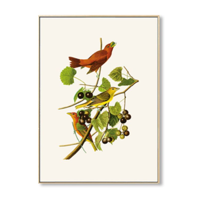 Toile artistique rustique de couleur douce, peinture d'oiseau sur les Branches, décor mural pour chambre à coucher