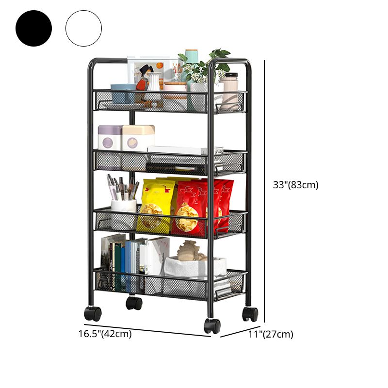 Modern Metal Bookcase with Wheels Open Bookshelf for Living Room