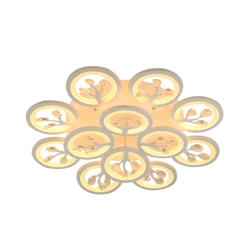 Sputnik Living Room Flush Mount Lamp Simple Acrylic 5/12/15 Lights White Flush Light Fixture in Warm/White/3 Color Light