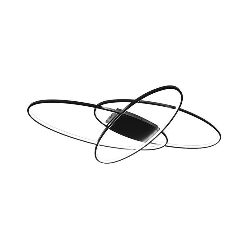 Orbital Boys Bedroom LED Flush Mount Acrylic Modern Ceiling Flushmount Lamp in Warm/White Light, Black/White