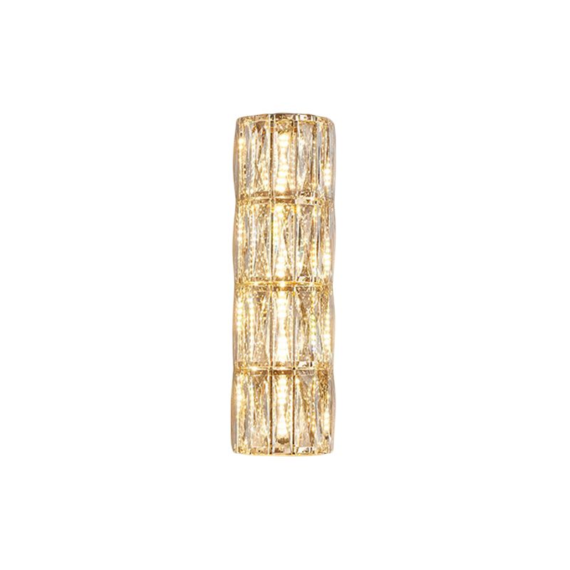 Cylinder Shade Wall Lamp Modern Style Crystal Shape Wall Mounted Lighting for Bedroom