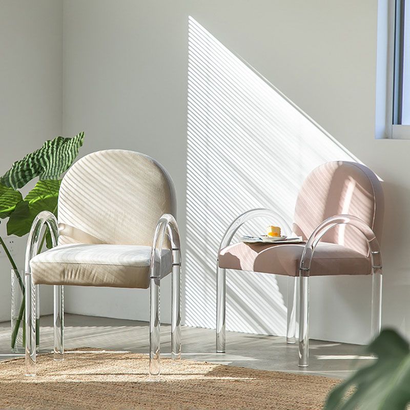 Velvet Matte Finish Dining Chair Designer Style Home Solid Back Arm Chair