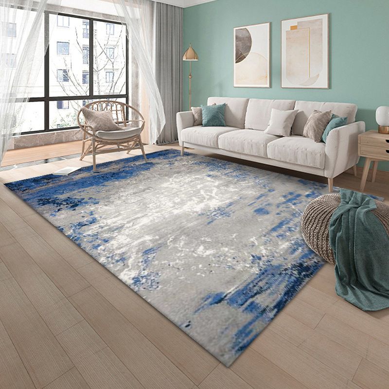 Black Modern Carpet Polyester Graphic Carpet Non-Slip Backing Carpet for Home Decor