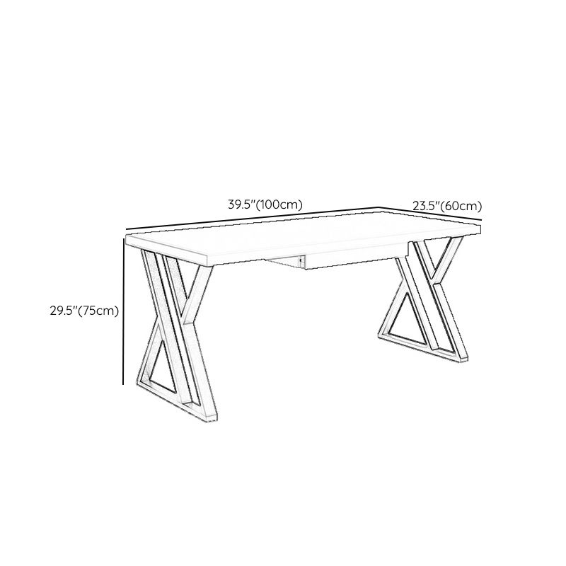 Glam White Solid Wood Writing Desk Rectangular Meeting Desk for Office