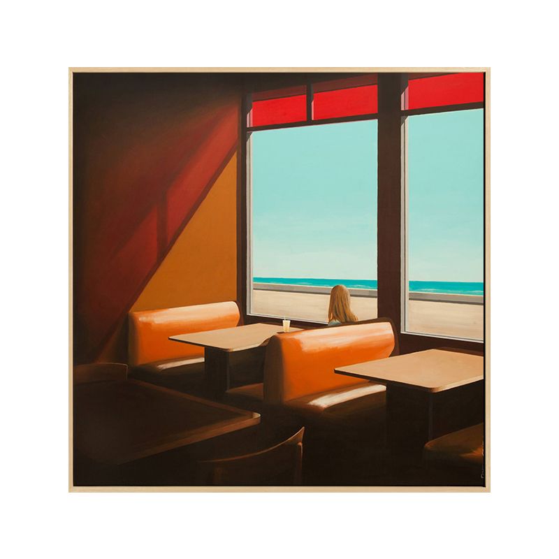 Soft Color Seaside Maiden Canvas Oil Painting Modern Style Textured Art for Kitchen