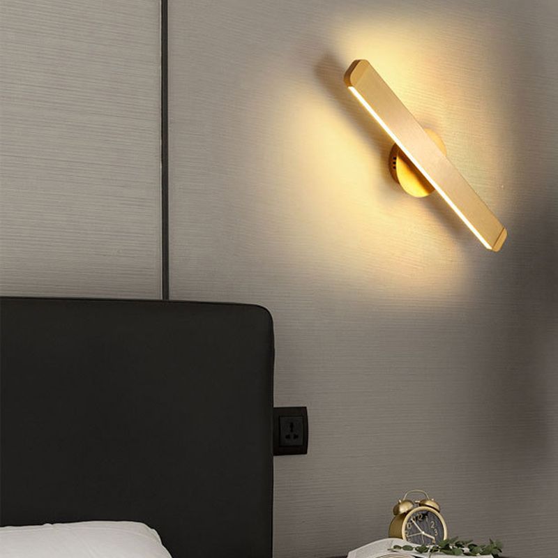 Lampada a parete a LED in alluminio spazzolato oro design rotabile in stile nordico semplicità da letto a parete luce
