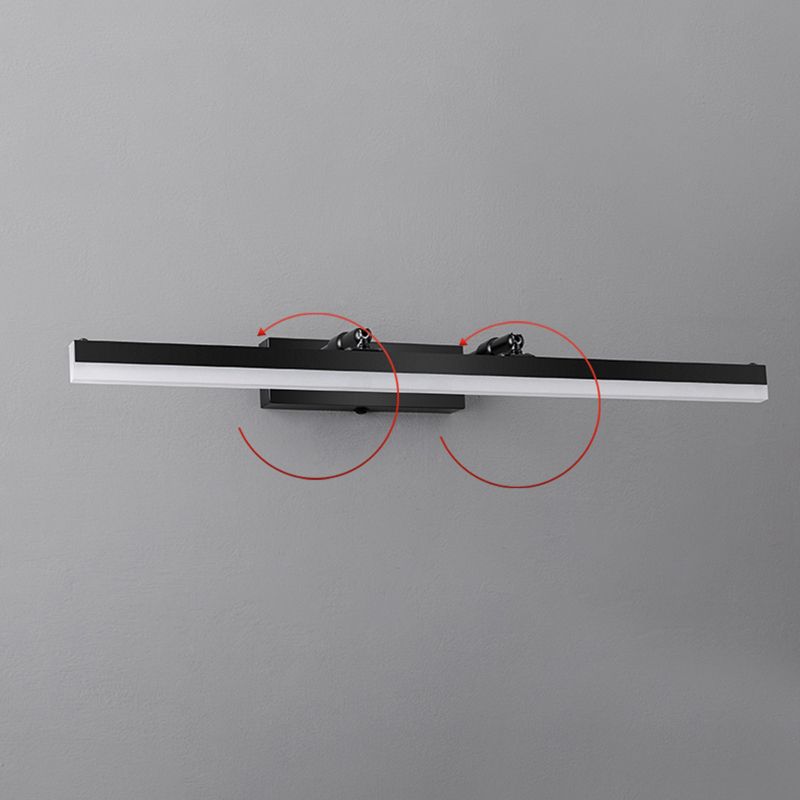 Metal Straight Wall Lamp Nordic Style Black LED Mirror Light for Bathroom