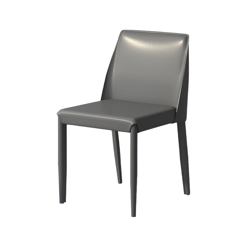Contemporary Metal Dining Chair Faux Leather Armless Dining Room Chair for Home Use