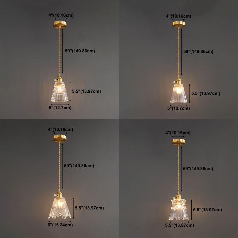 Glass Industrial Pendant Light 1-Light Hanging Ceiling Light for Bedroom