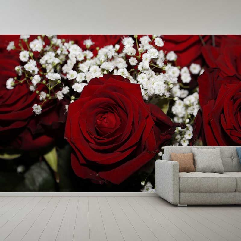 Elegant Rose Flower Mural Decal Girls' Bedroom Wall Covering, Personalized