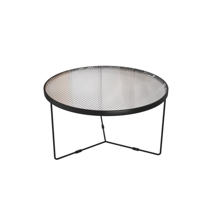 Modern Style Round Toughened Glass Table with Metal Cross Legs Coffee Table