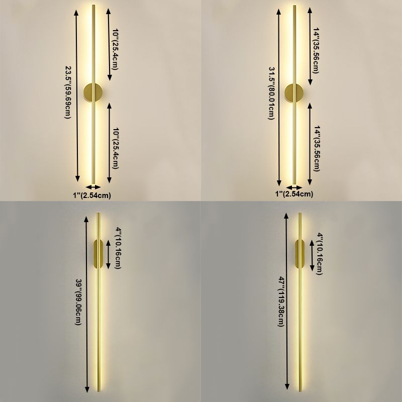 Moderner Stil linearer LED -Wandlampe Metall 1 Lichtwandbeleuchtung in Gold