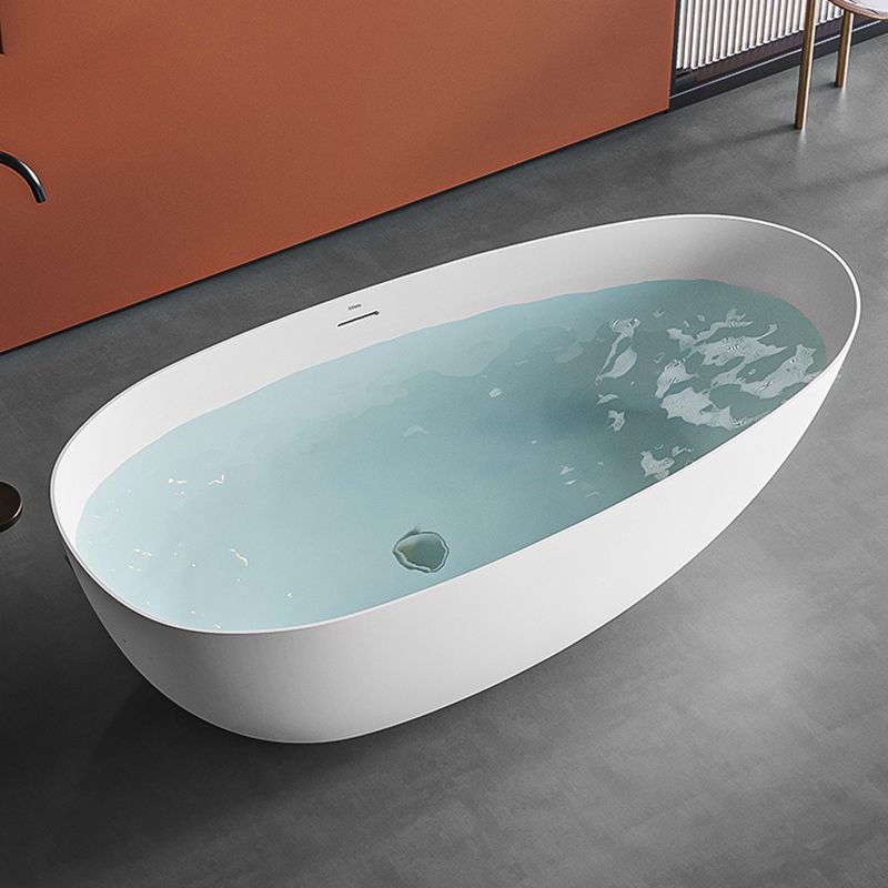 Soaking Stone Bathtub Antique Finish Oval Back to Wall Bath Tub