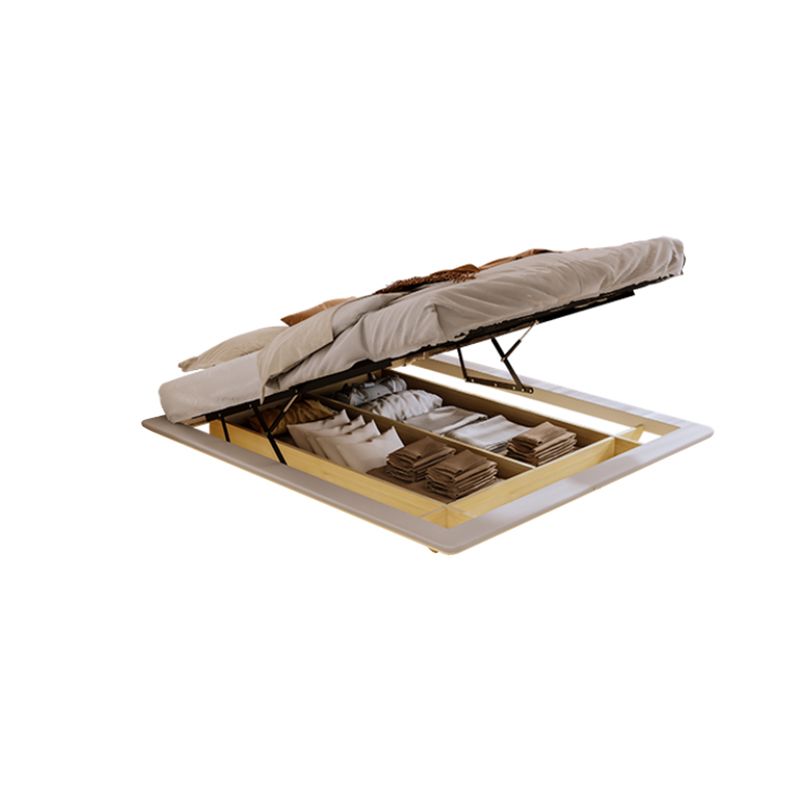 Contemporary White Lift Up Storage Solid Color Bed Frame, Light Not Included