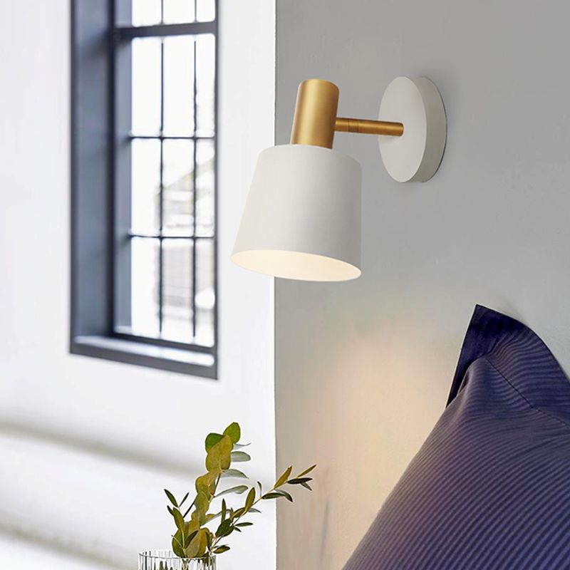 Metalltrommelleuchte Leuchte modernistische 1-Licht-Wandlampe in Weiß/Grün für Schlafzimmer