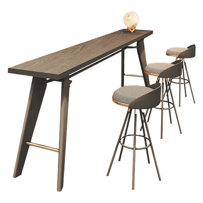 Glam Style Rectangle Bar Table Solid Wood Fixed Bar Dining Table with 4 Legs