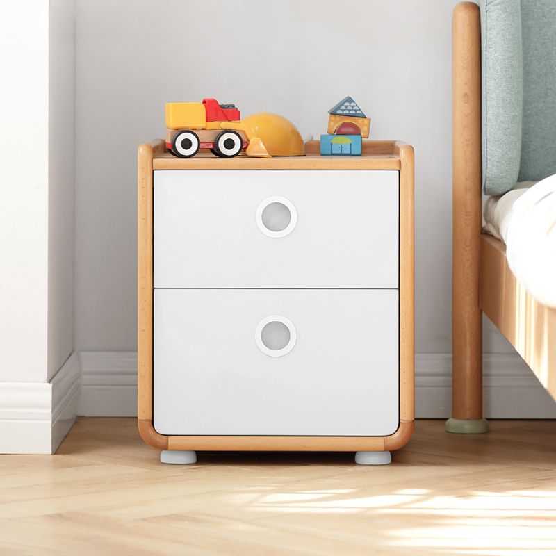 Contemporary Flat Top Kids Nightstand Solid Wood Nightstands with Drawers