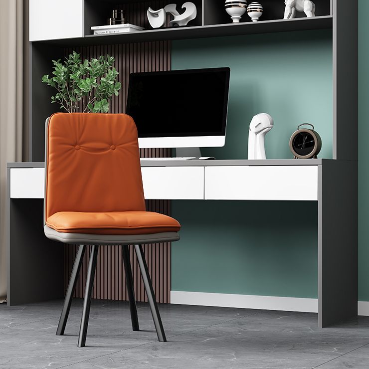 Modern Armless Dining Chairs Faux Leather Parsons Dining Side Chair