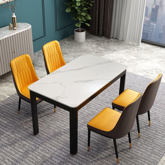 Dining Room Industrial Dinner Table 4 Legs Rectangle Dining Table