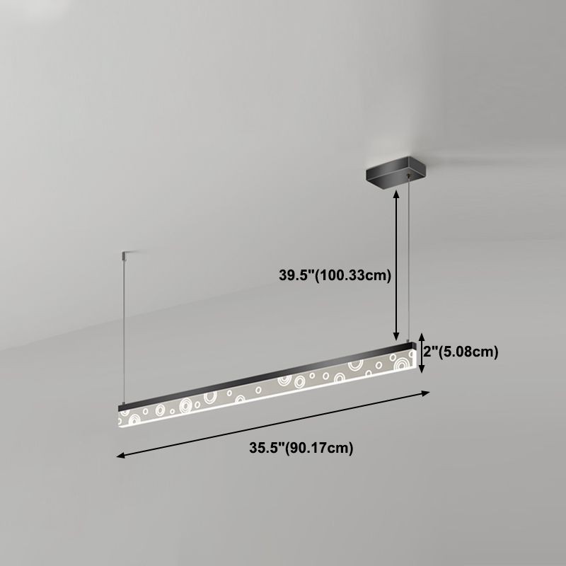 Idée d'éclairage d'île de forme linéaire Pendentif en île en métal moderne 1-Light en noir