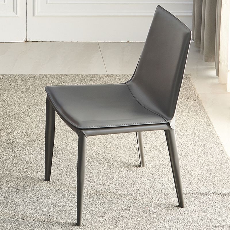 Faux Leather Matte Finish Dining Chair Modern Solid Back Side Chair