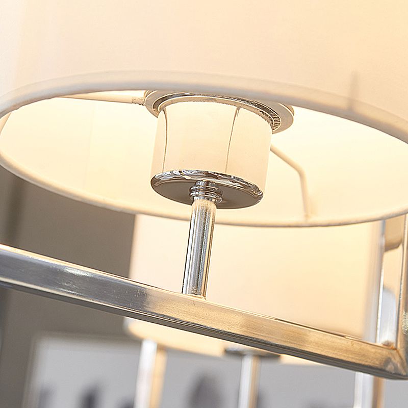 4 Lichter Schlafzimmer Kronleuchter Beleuchtung moderne Chromhänge Deckenleuchte mit Zylinderstoffschatten