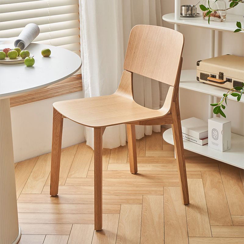 Nordic Style Solid Wood Dining Room Chair Armless Open Back Dining Side Chair for Home Use