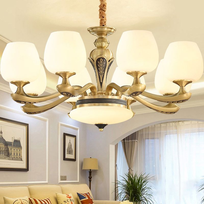 Glass American Chandelier Bowl Shape Multi Light Hanging Light pour le restaurant