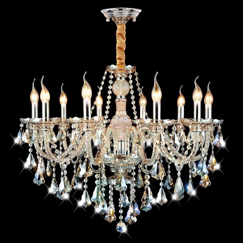 K9 Crystal Traditional Style Chandelier Light Fixtures Living Room Chandelier with Dangling Crystal Accents