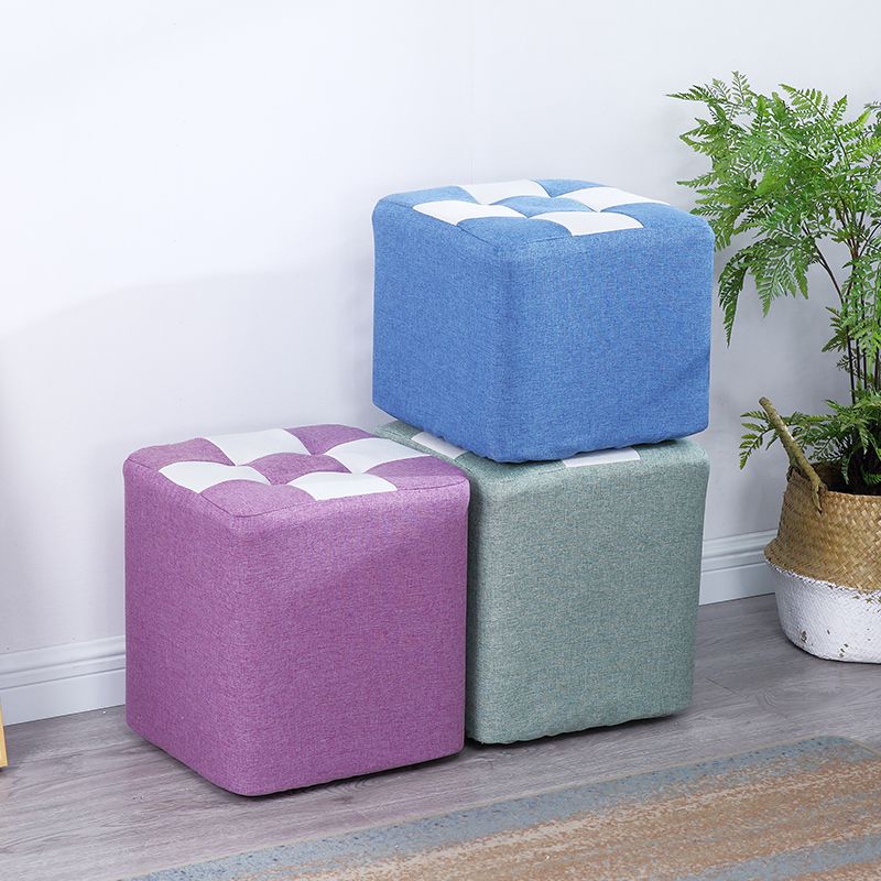 Modern Square Pouf Wooden Frame Cotton Pouf for Drawing Room