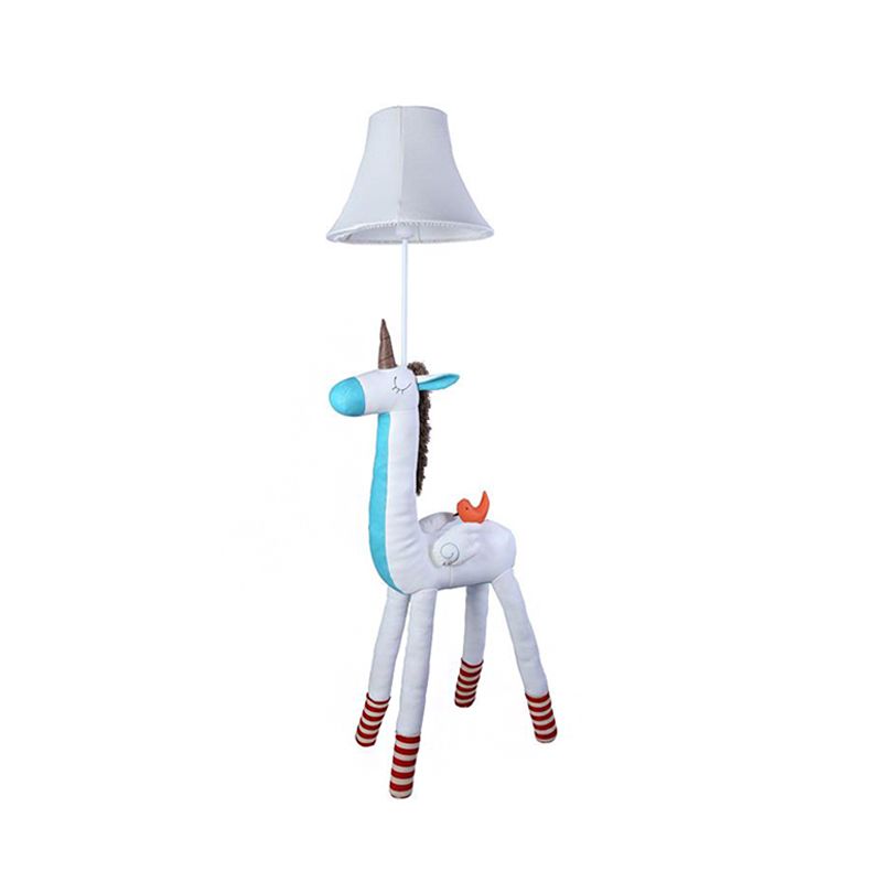 Lampada in piedi tessuto in tessuto a campana Kids 1 Testa Pianio rosa/bianco Luce con decorazione unicorno per bambini