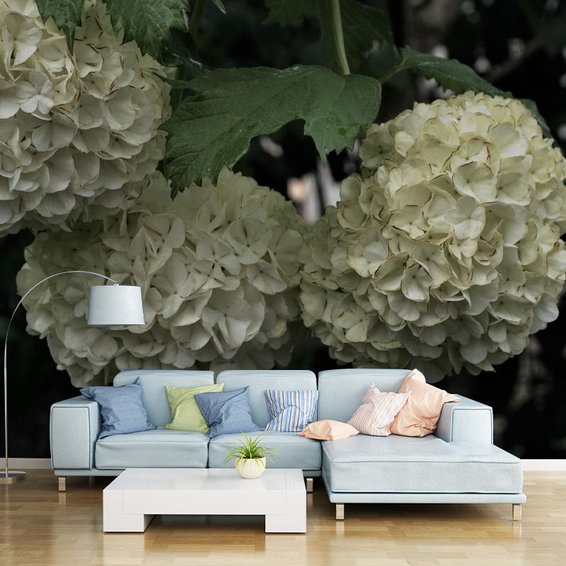 Horizontal Photography Hydrangea Bush Wall Mural for Living Room Girls Bedroom