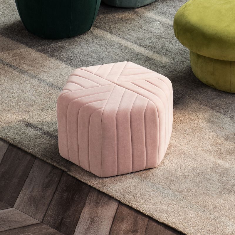 Solid Color Plush Footstool Modern Simple Hexagon Padded Foot Stool