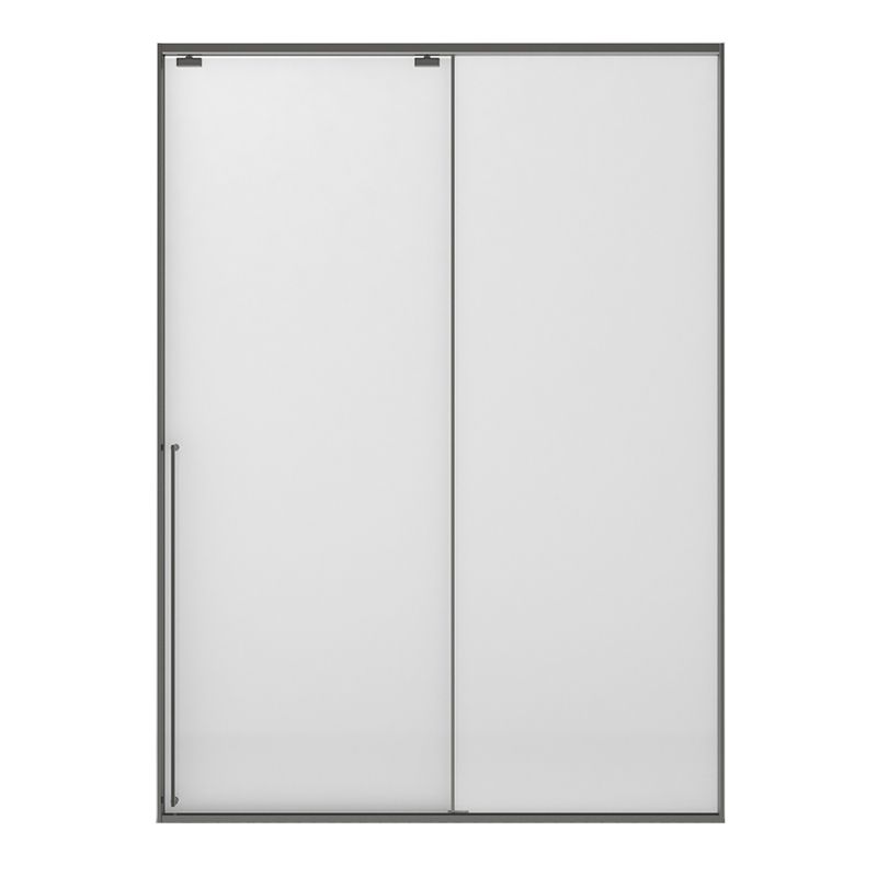 Gray Semi Frameless Narrow Bezel Single Sliding Glass Shower Door