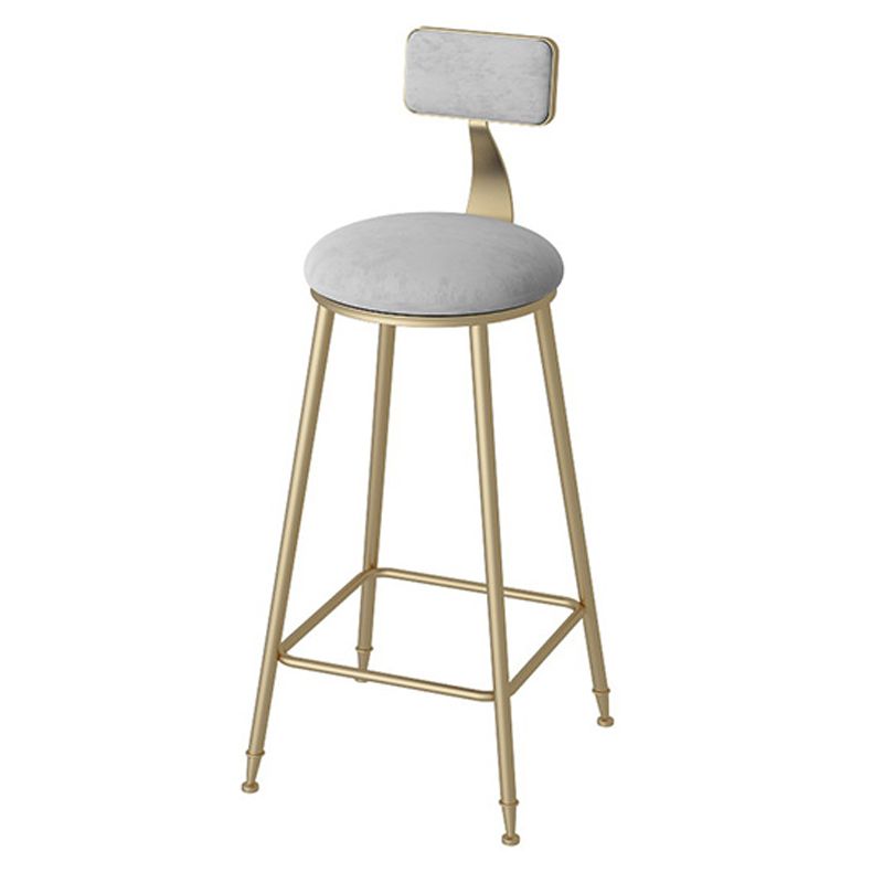 Modern Footrest Bar Stool Low Back Grey Bar & Counter Stool for Living Room
