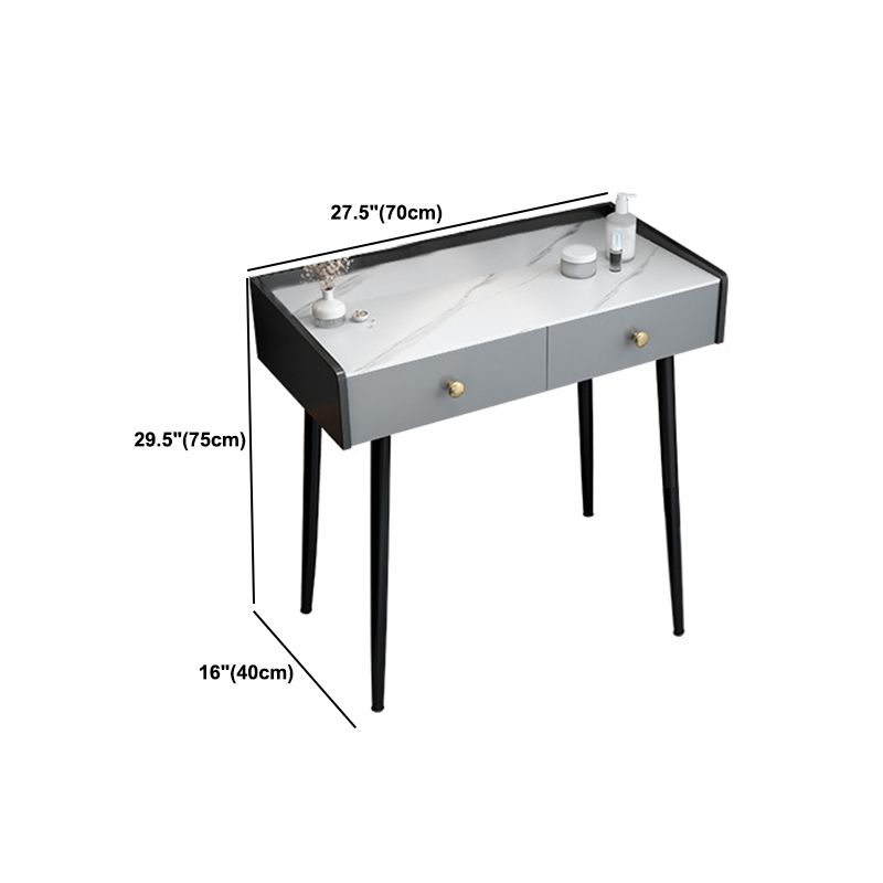 Modern Compact Makeup Vanity 1/2 Drawers Dressing Table with Padded Stool