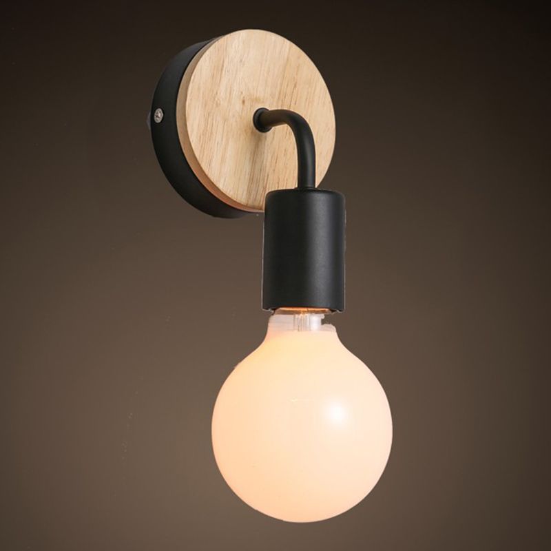 1 Light Geometric Wall Mounted Light Fixture Modern Style Wood Wall Sconce Lights