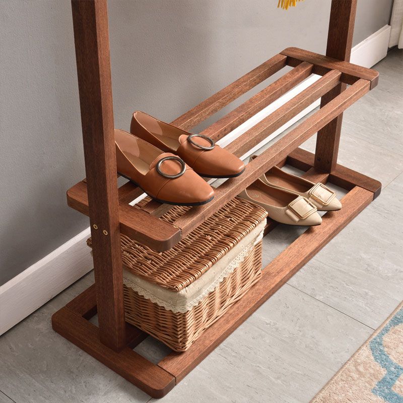Contemporary Style Coat Hanger Solid Walnut Shelve Design Coat Rack for Living Room