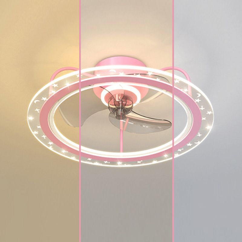 3-Blade Ceiling Fan Blue/pink LED Fan with Light for Children's Room