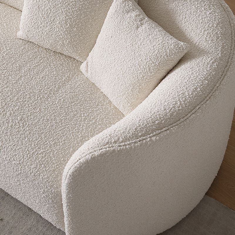Contemporary Wool Sofa in White Simple Living Room Curved Seating
