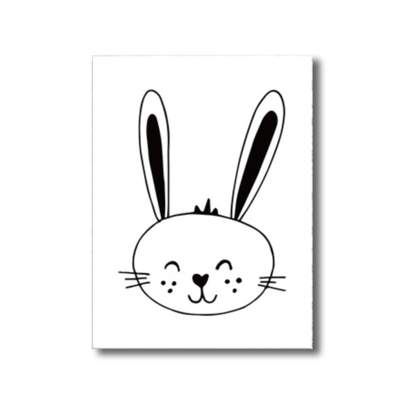 Kids Style Rabbit Wall Art Canvas Textured Pastel Color Painting for Children's Room