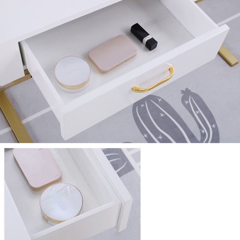 Glam Dresser with 2 Storage Drawers White Vanity Table for Bedroom