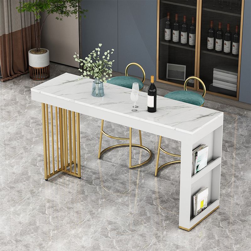 1/3 Pieces Bar Stool and Table Set Faux Marble Contemporary Faux Marble