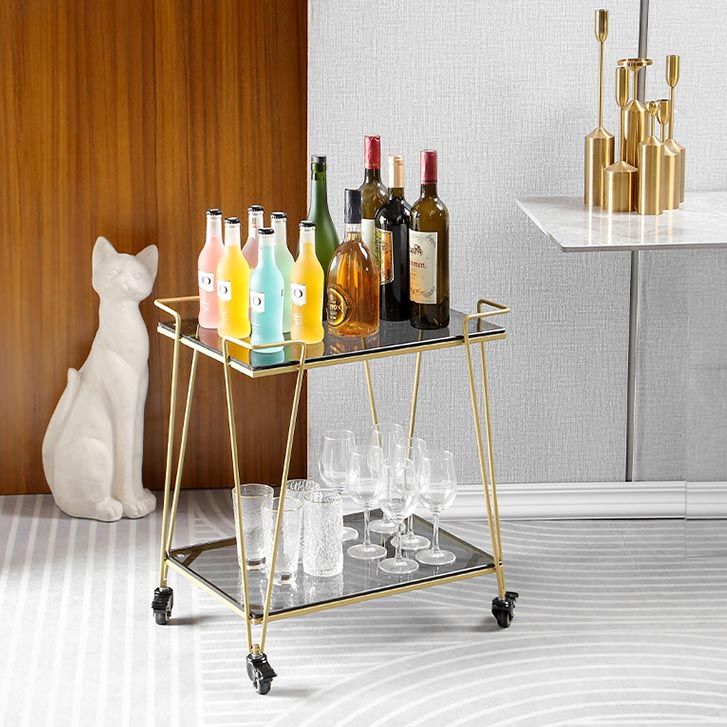 Contemporary 23.62"H Rolling Prep Table Rectangular Metal Prep Table for Dining Room