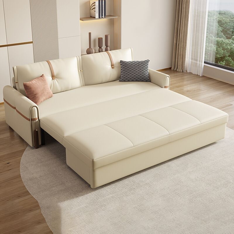 32" Wide Glam Sleeper Sofa Leather Pillow Included Sleeper Sofa