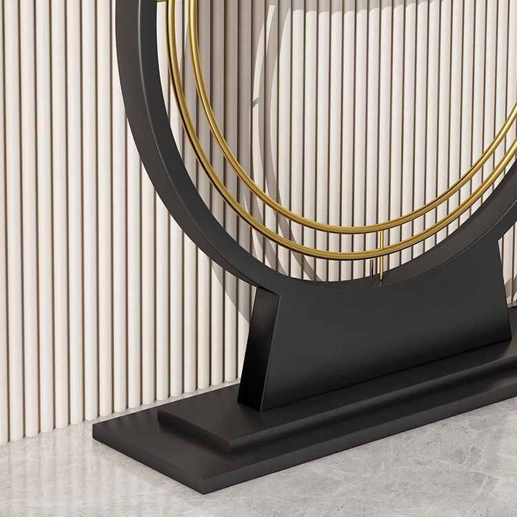 Stone Half Moon Accent Table 11.81" W 1-shelf Console Table for Hall